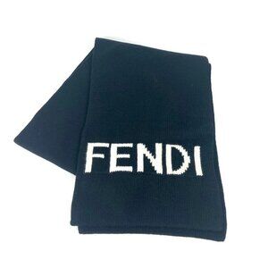 FENDI logo Bicolor Scarf wool Black/White